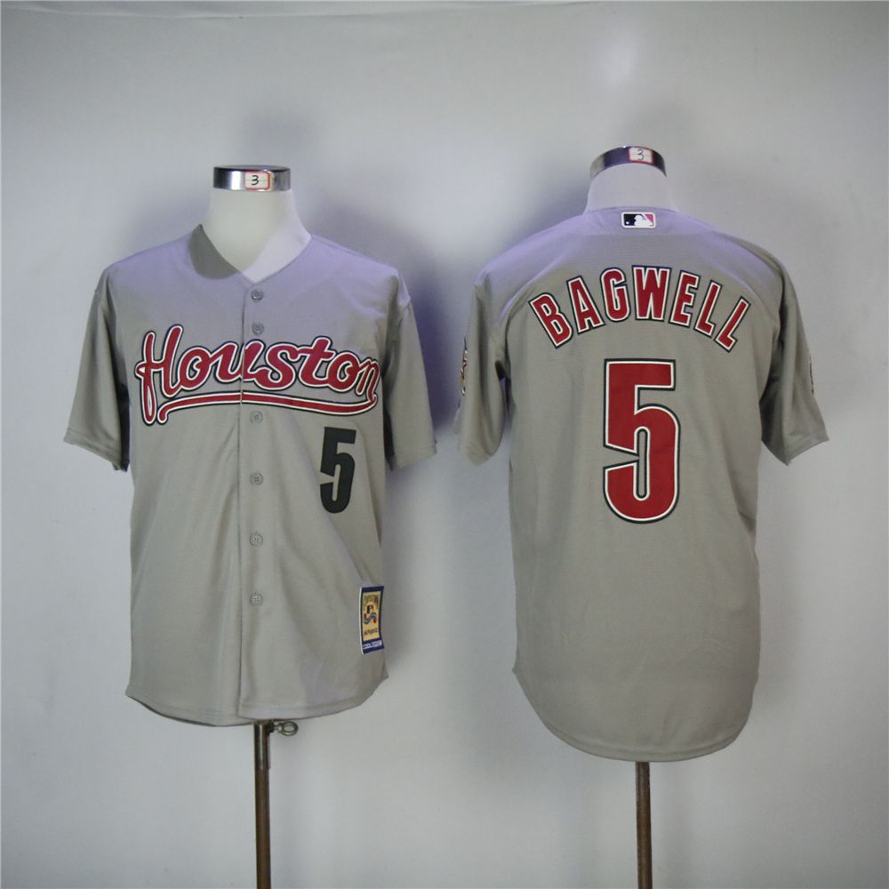 Men Houston Astros #5 Bagwell Grey Throwback 2006 MLB Jerseys